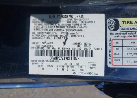 2009 Ford Fusion Se from USA, damaged, VIN 3FAHP07Z19R111873